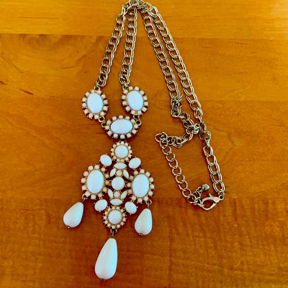 White & gold statement necklace